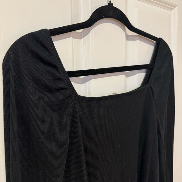 Black Square Neck Long Sleeve Ribbed Bodysuit - Size‎ Medium - Picture 6 of 6